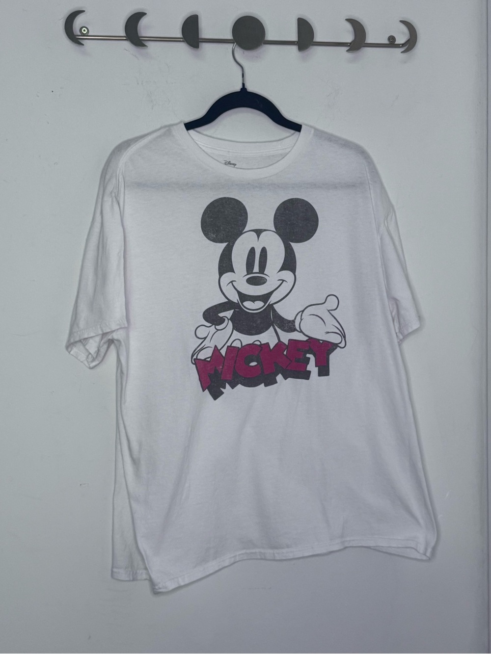 Disney Mickey Mouse White Graphic T-Shirt Red Lettering XL